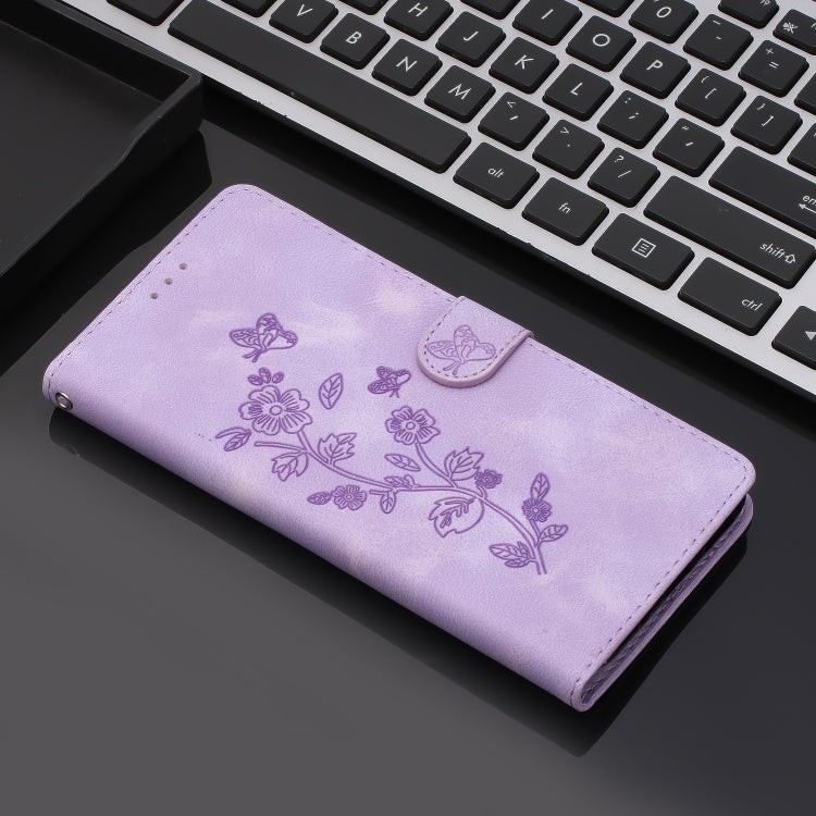 Samsung Galaxy A15 case featuring a flower butterfly embossing pattern, made of durable PU and TPU materials, designed for protection and style.