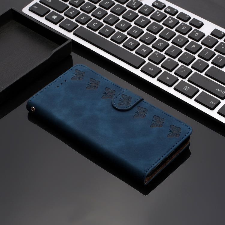 Stylish Seven Butterflies embossed leather phone case for Samsung Galaxy A15, showcasing its elegant design and functional features.