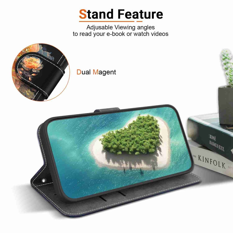 Samsung Galaxy A24 4G leather case with crystal texture design, showcasing card slots and kickstand feature.