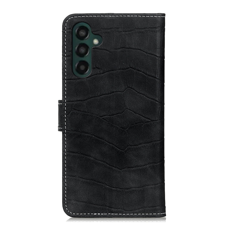 Samsung Galaxy A25 5G case featuring a magnetic crocodile texture leather design, showcasing its stylish and protective features.