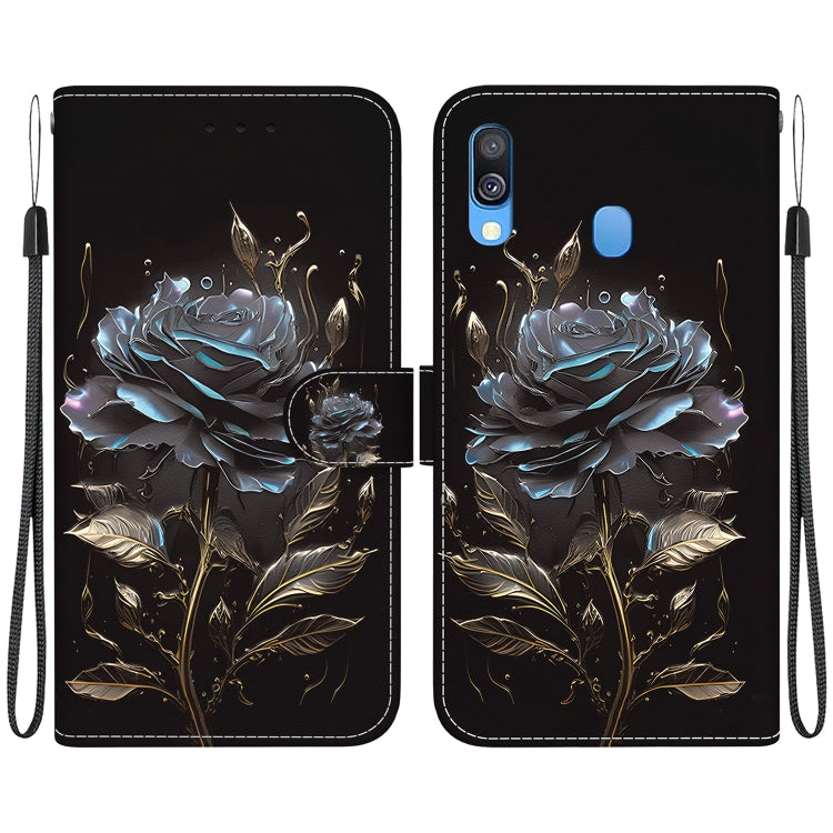 Samsung Galaxy A40 Crystal Texture Colored Drawing Leather Phone Case showcasing its stylish design and functional features.