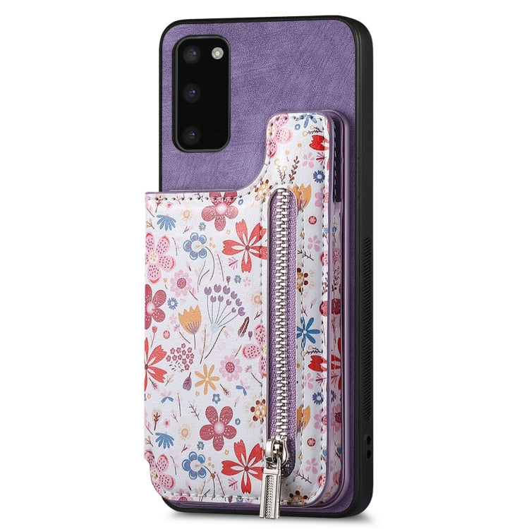 Samsung Galaxy A41 Retro Painted Zipper Wallet Case showcasing its stylish design and functional features.