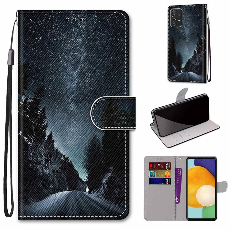 Samsung Galaxy A53 5G case featuring a coloured drawing cross texture, made from PU leather and TPU material, designed for durability and functionality.