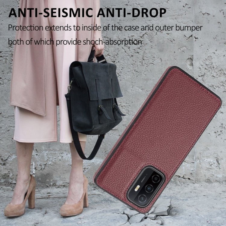 Samsung Galaxy A53 5G phone case with litchi pattern, showcasing its stylish design and side-mounted card holder feature.