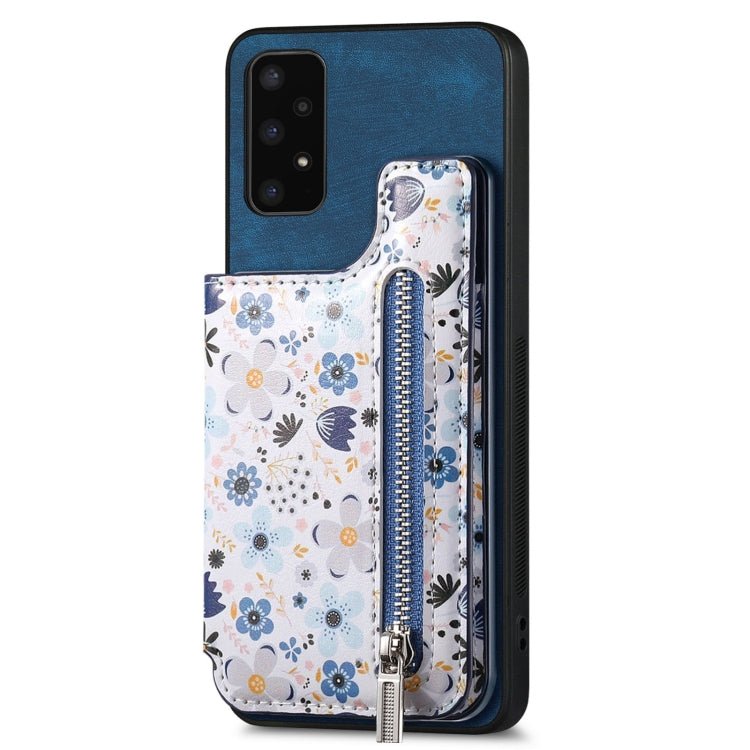 Retro painted zipper wallet case for Samsung Galaxy A54 5G, showcasing its stylish design and functional features.