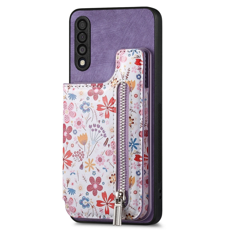 Retro painted zipper wallet case for Samsung Galaxy A70/A70s, showcasing its stylish design and functional features.