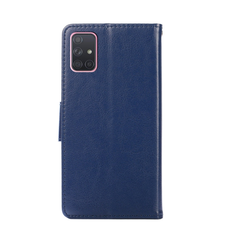 For Samsung Galaxy A71 4G Crystal Texture Horizontal Flip Leather Case in black, showcasing its sleek design and card slots.