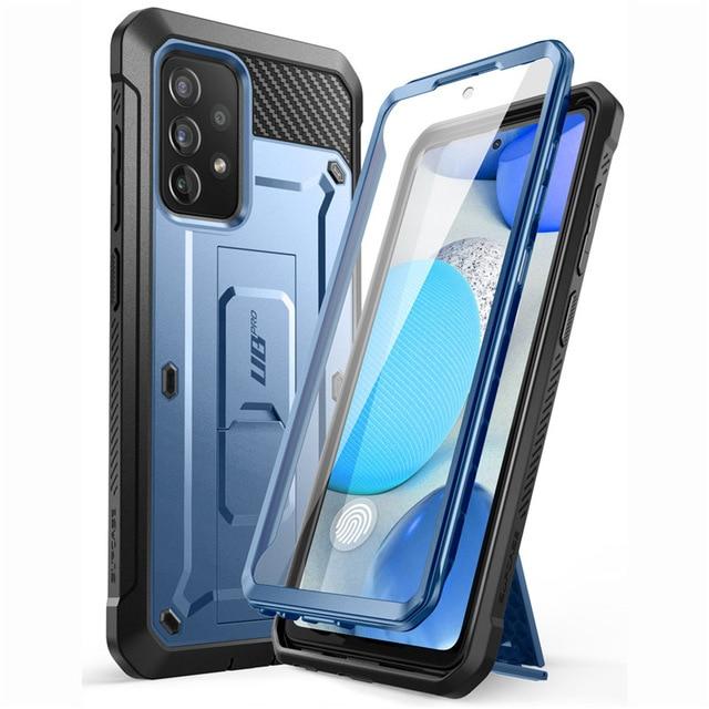 Samsung Galaxy A72 UB Pro Full-Body Rugged Case in black, showcasing its durable design and built-in screen protector.