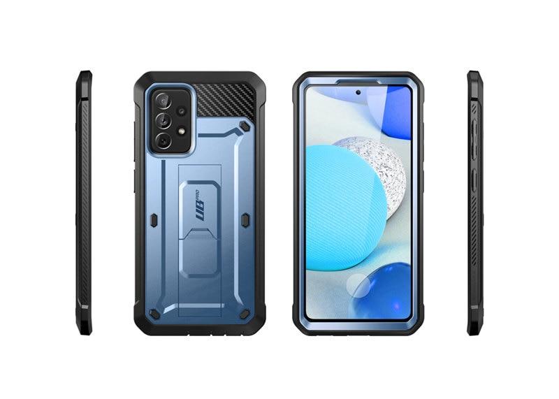 Samsung Galaxy A72 UB Pro Full-Body Rugged Case in black, showcasing its durable design and built-in screen protector.