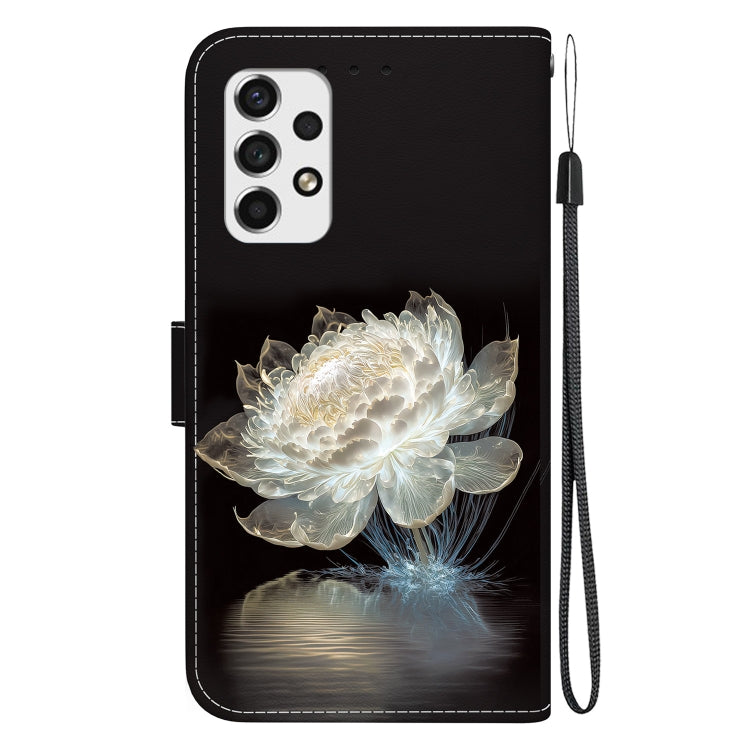 Samsung Galaxy A73 5G leather case with crystal texture and wallet functionality, showcasing card slots and kickstand feature.