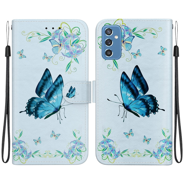 Samsung Galaxy M52 5G case in crystal texture colored drawing leather, showcasing its stylish design and functional features.
