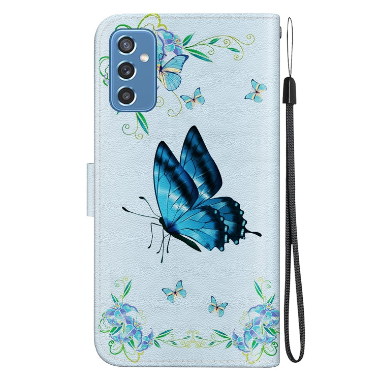 Samsung Galaxy M52 5G case in crystal texture colored drawing leather, showcasing its stylish design and functional features.