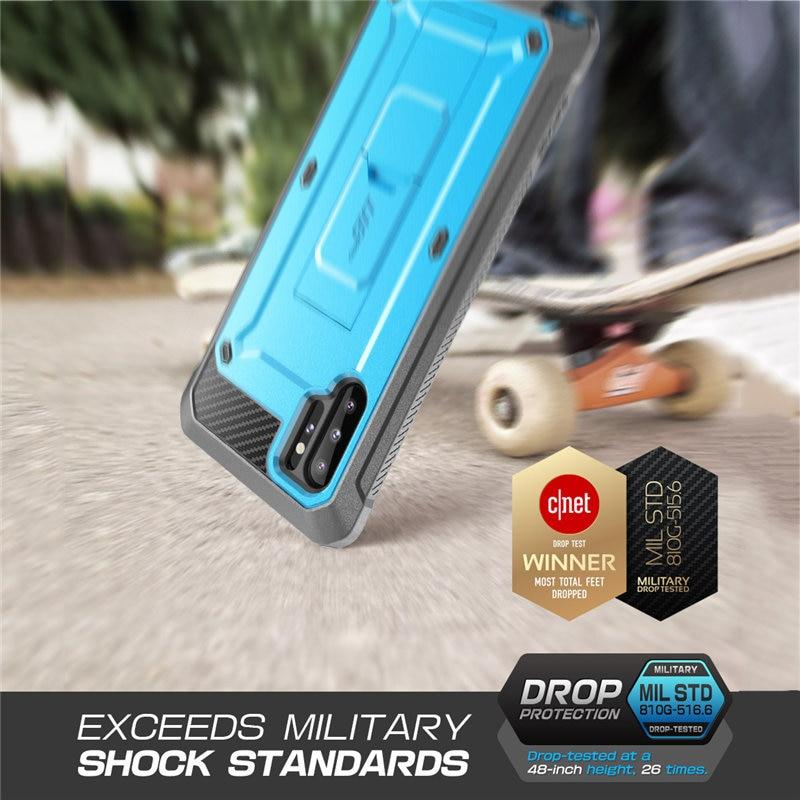 Samsung Galaxy Note 10 Plus UB Pro Full-Body Rugged Case in black, showcasing its durable design and kickstand feature.