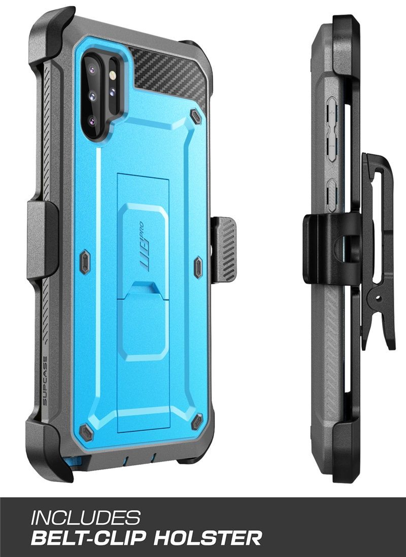 Samsung Galaxy Note 10 Plus UB Pro Full-Body Rugged Case in black, showcasing its durable design and kickstand feature.