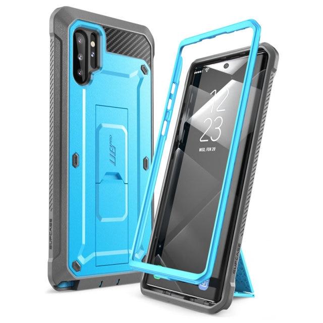 Samsung Galaxy Note 10 Plus UB Pro Full-Body Rugged Case in black, showcasing its durable design and kickstand feature.