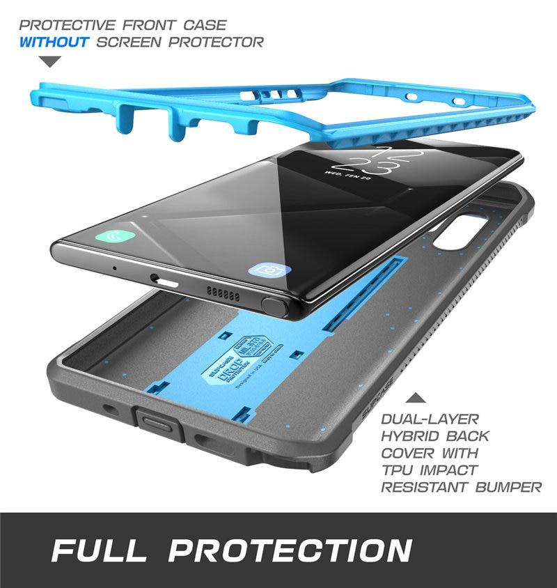 Samsung Galaxy Note 10 Plus UB Pro Full-Body Rugged Case in black, showcasing its durable design and kickstand feature.