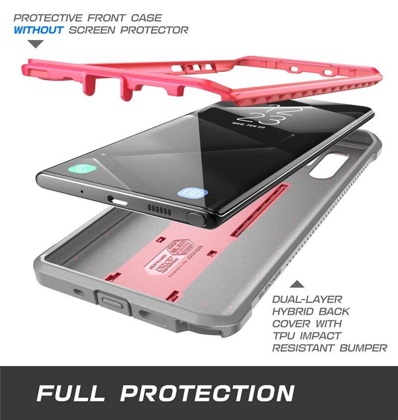 Samsung Galaxy Note 10 Plus UB Pro Full-Body Rugged Case in black, showcasing its durable design and kickstand feature.
