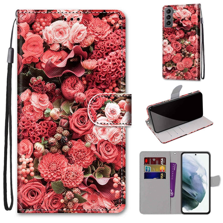Samsung Galaxy S22 5G case featuring a coloured drawing cross texture, made of PU leather and TPU material, designed for durability and functionality.