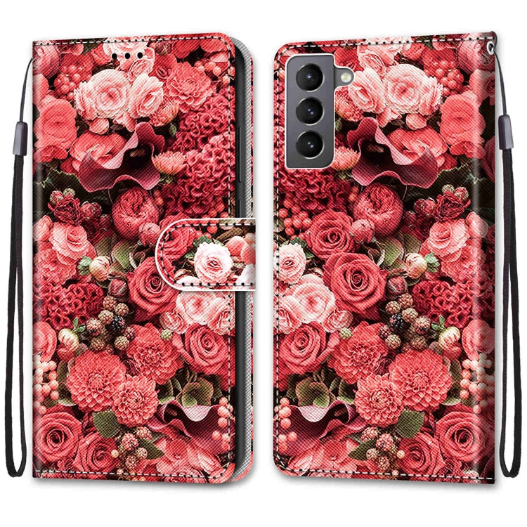 Samsung Galaxy S22 5G case featuring a coloured drawing cross texture, made of PU leather and TPU material, designed for durability and functionality.