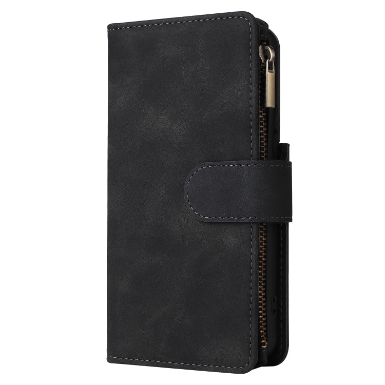 Multifunctional leather case for Samsung Galaxy S22 5G with card slots and flip stand design, showcasing its elegant and practical features.