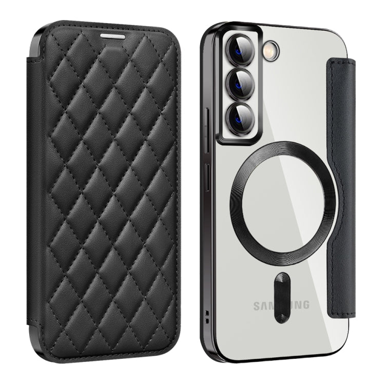 Samsung Galaxy S22 5G Shield Magsafe RFID Anti-theft case in rhombus design, showcasing its durable material and functional features.