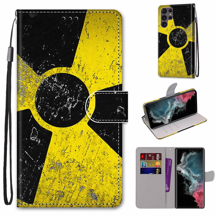 Samsung Galaxy S22 Ultra 5G case featuring a coloured drawing cross texture, made from PU leather and TPU material for durability and style.