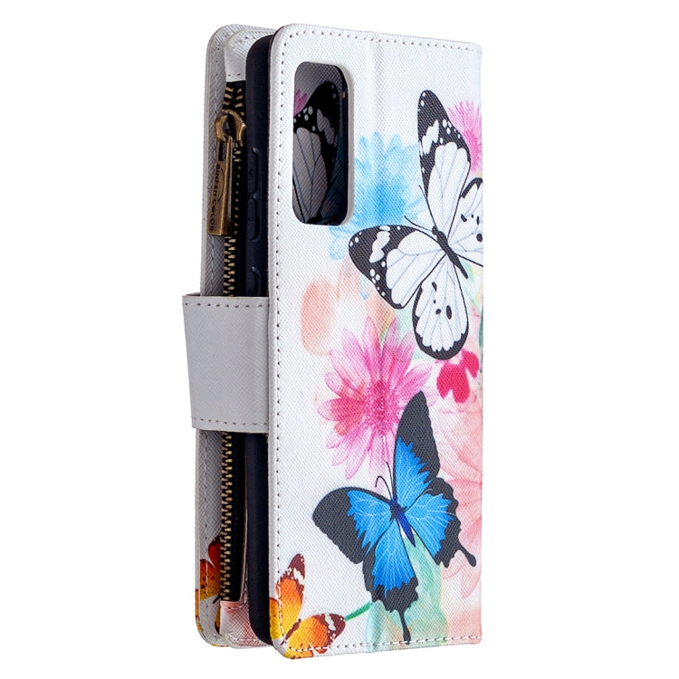 Samsung Galaxy S20 FE 5G case with colored drawing pattern and zipper design, showcasing its stylish and functional features.