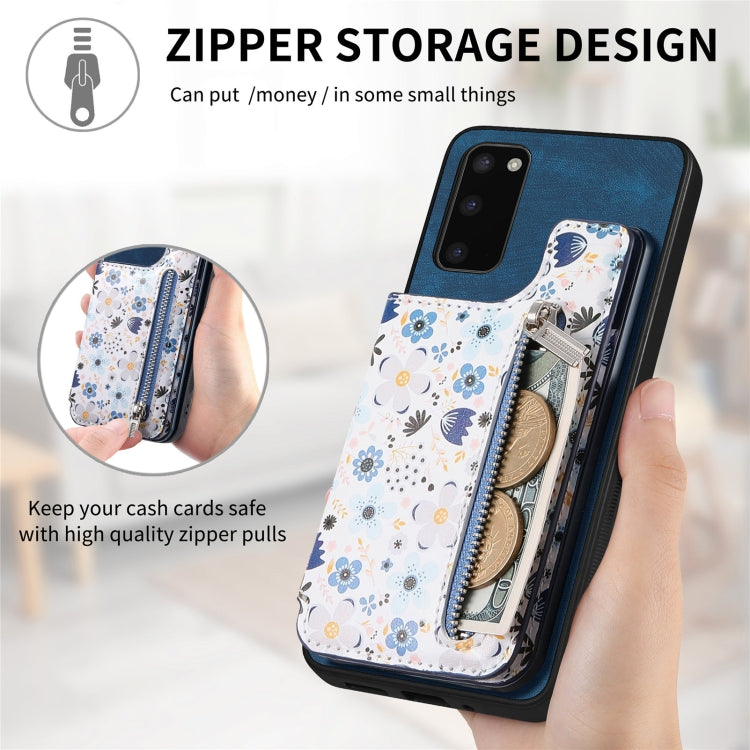 For Samsung Galaxy S20 FE Retro Painted Zipper Wallet Case showcasing its stylish design and functional features.