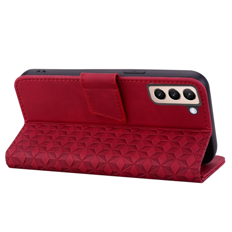 For Samsung Galaxy S21 FE 5G Diamond Buckle Leather Phone Case showcasing its elegant design and functional features.