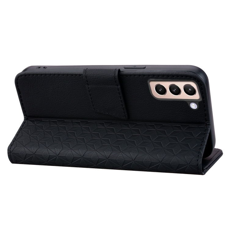 For Samsung Galaxy S21 FE 5G Diamond Buckle Leather Phone Case showcasing its stylish design and functional features.