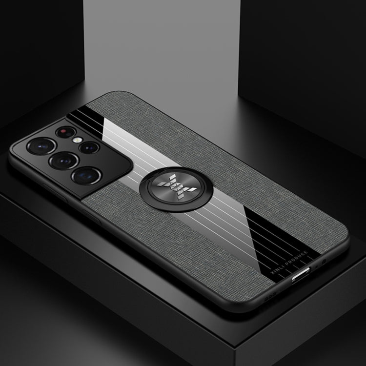 XINLI Stitching Cloth Texture case for Samsung Galaxy S21 Ultra 5G, showcasing its stylish design and durable TPU material.