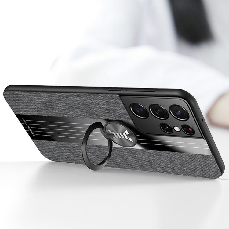 XINLI Stitching Cloth Texture case for Samsung Galaxy S21 Ultra 5G, showcasing its stylish design and durable TPU material.