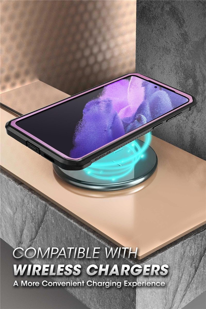 Samsung Galaxy S21 Ultra UB Pro Full-Body Case in black, showcasing rugged design and kickstand feature.