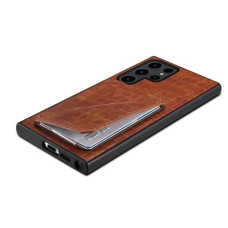 Denior Crocodile Texture Holder for Samsung Galaxy S23 Ultra 5G, showcasing its elegant design and card slot feature.
