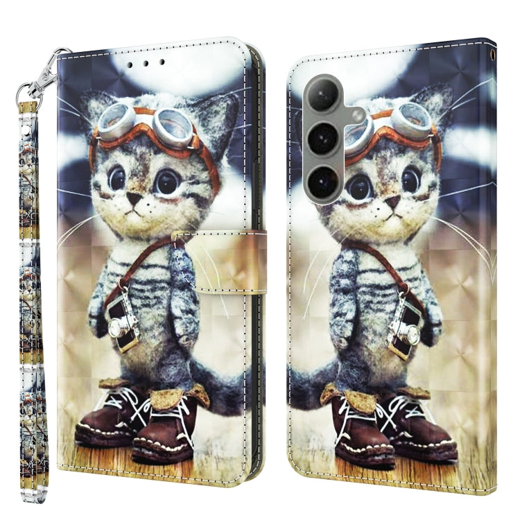 3D painted leather phone case for Samsung Galaxy S24+ 5G featuring a naughty cat design, showcasing durability and style.