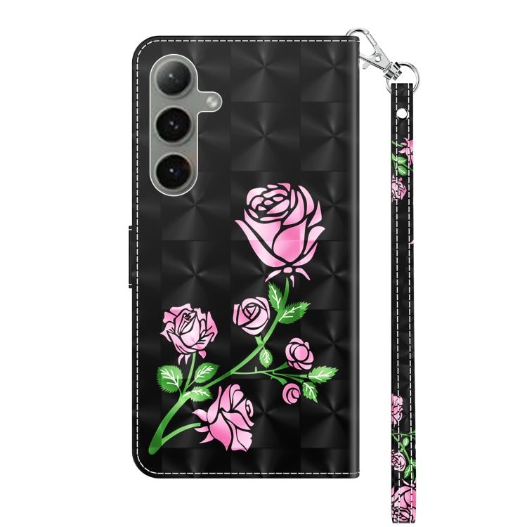 Rose-colored 3D painted leather phone case for Samsung Galaxy S24+ 5G, showcasing its stylish design and functional features.