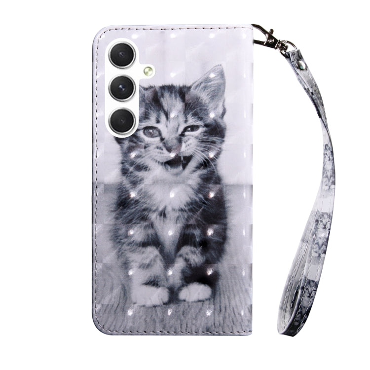 3D Painted Leather Phone Case for Samsung Galaxy S24 5G featuring a cute Smile Cat design, showcasing its stylish and protective features.