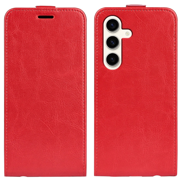 R64 Texture Vertical Flip Leather Phone Case for Samsung Galaxy S24 5G, showcasing its sleek design and card slot functionality.