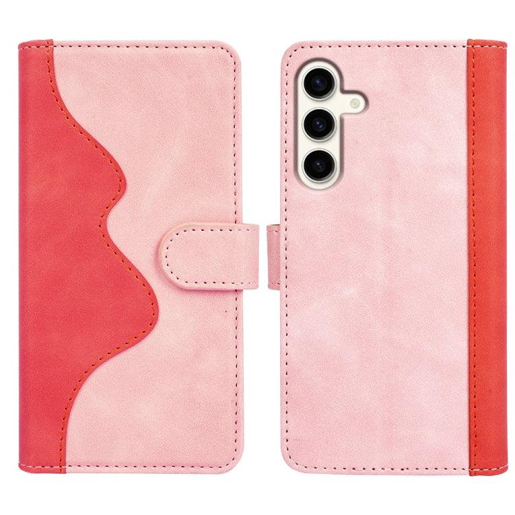 Stitching Horizontal Flip Leather Phone Case for Samsung Galaxy S24 5G, showcasing its durable PU and TPU material with card slot functionality.