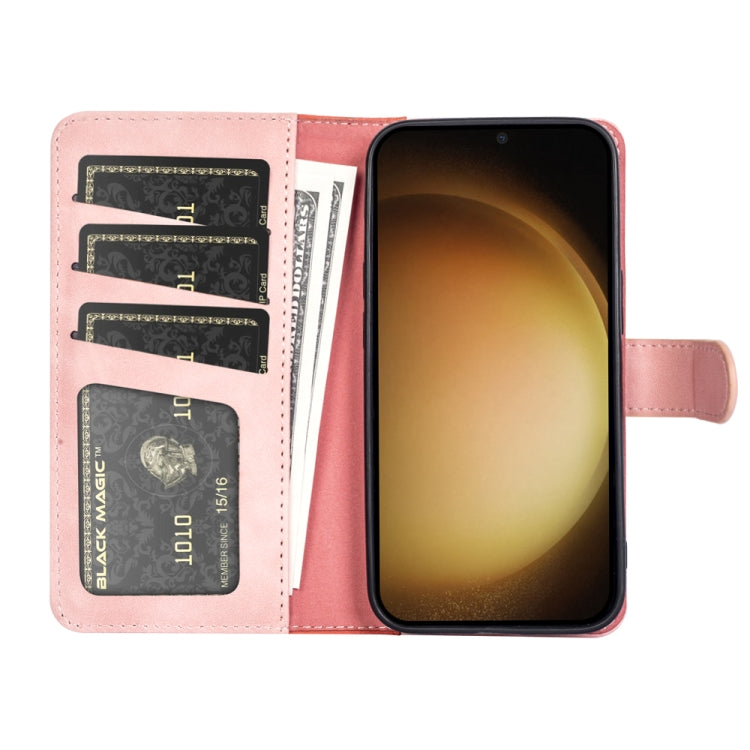 Stitching Horizontal Flip Leather Phone Case for Samsung Galaxy S24 5G, showcasing its durable PU and TPU material with card slot functionality.