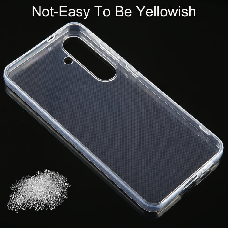 Ultra-thin transparent TPU phone case for Samsung Galaxy S24, showcasing its sleek design and protective features.