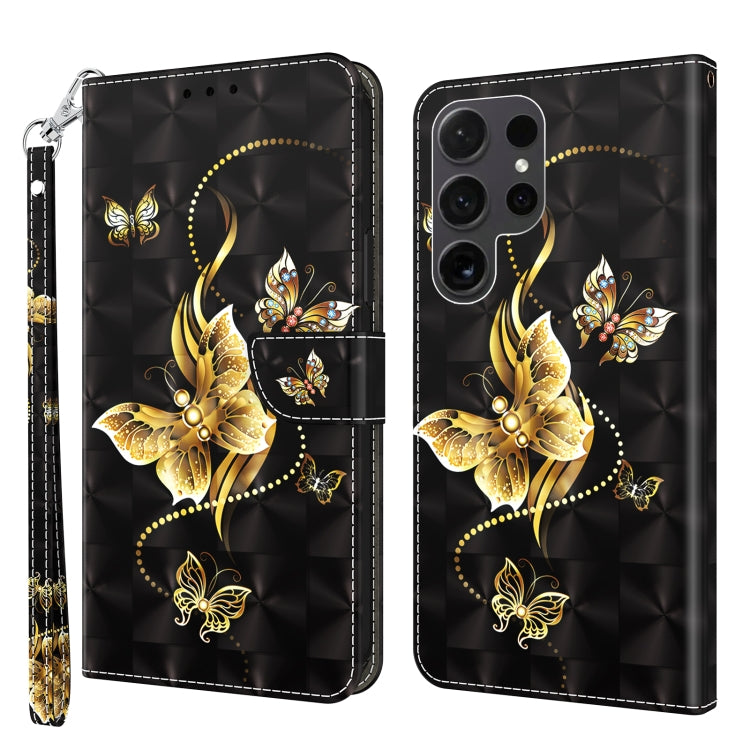 Golden 3D painted leather phone case for Samsung Galaxy S24 Ultra 5G, showcasing its stylish design and functional features.