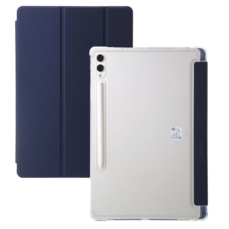 3-Fold Clear Acrylic Leather Case for Samsung Galaxy Tab S9 Ultra and S8 Ultra, showcasing its sleek design and tri-fold functionality.