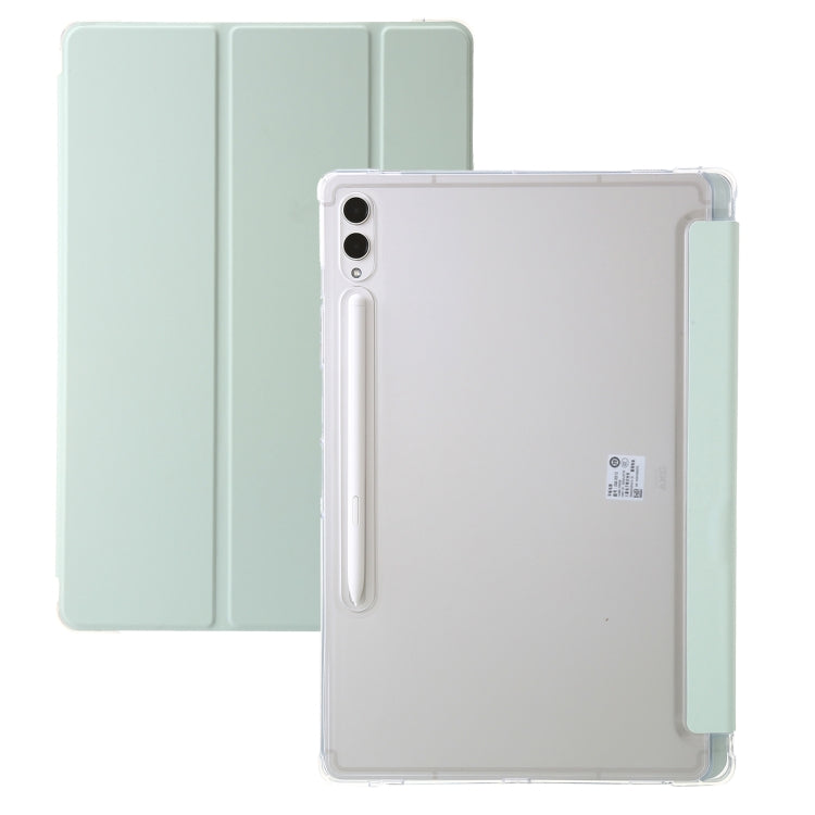 3-Fold Clear Acrylic Leather Case for Samsung Galaxy Tab S9 Ultra and S8 Ultra, showcasing its sleek design and tri-fold functionality.