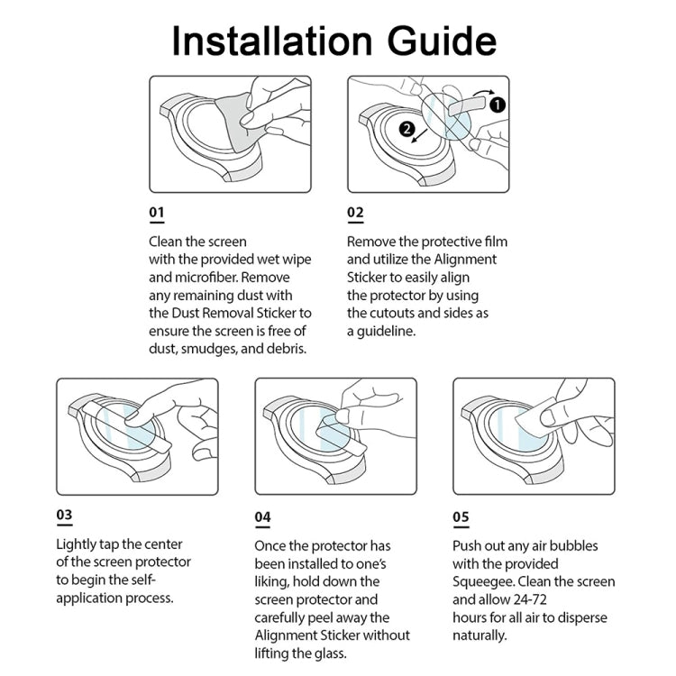 Soft hydrogel film screen protector for Samsung Galaxy Watch4 40mm, showcasing its clarity and precise cut.