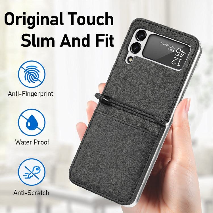 Litchi Pattern Folding Leather case for Samsung Galaxy Z Flip3 5G, showcasing its stylish design and protective features.