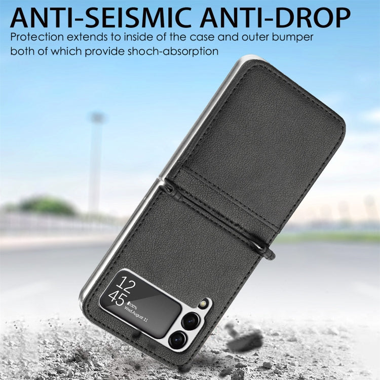 Litchi Pattern Folding Leather case for Samsung Galaxy Z Flip3 5G, showcasing its stylish design and protective features.