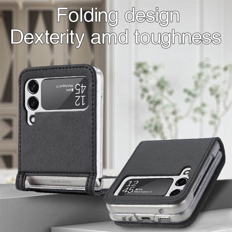 Litchi Pattern Folding Leather case for Samsung Galaxy Z Flip3 5G, showcasing its stylish design and protective features.