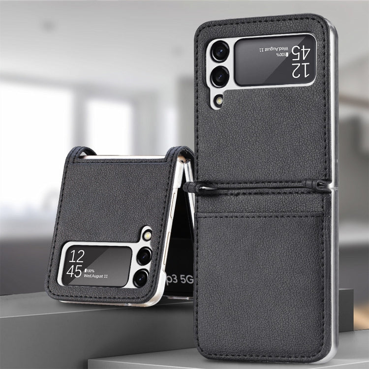 Litchi Pattern Folding Leather case for Samsung Galaxy Z Flip3 5G, showcasing its stylish design and protective features.
