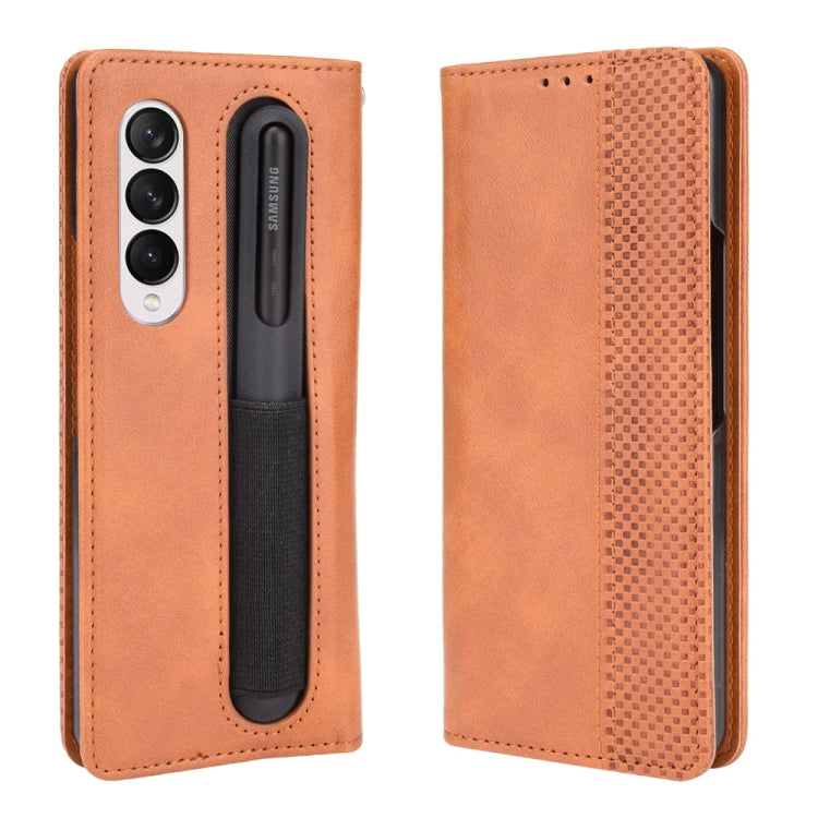 Retro Crazy Horse Texture Horizontal Case for Samsung Galaxy Z Fold3 5G, showcasing its stylish design and functional features.